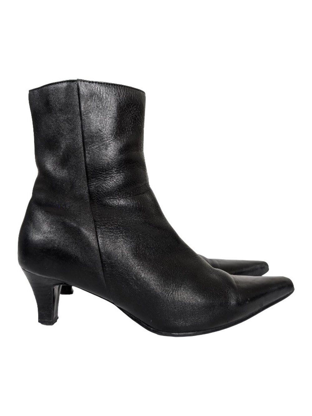 Roberto Vianni Leather Kitten Heel Calf Boots Size EU 38 Black Formal